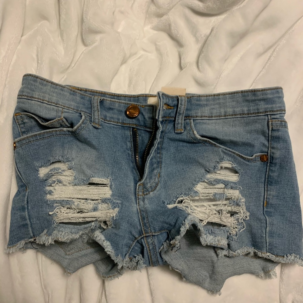 Ripped jean shorts